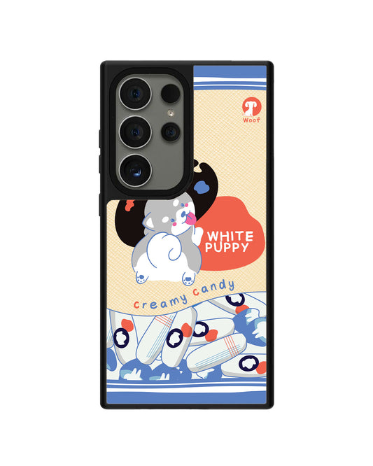 Android Leather Grip - White Puppy