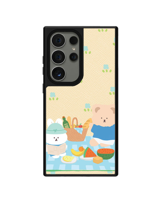 Android Leather Grip - Picnic Bear Blue