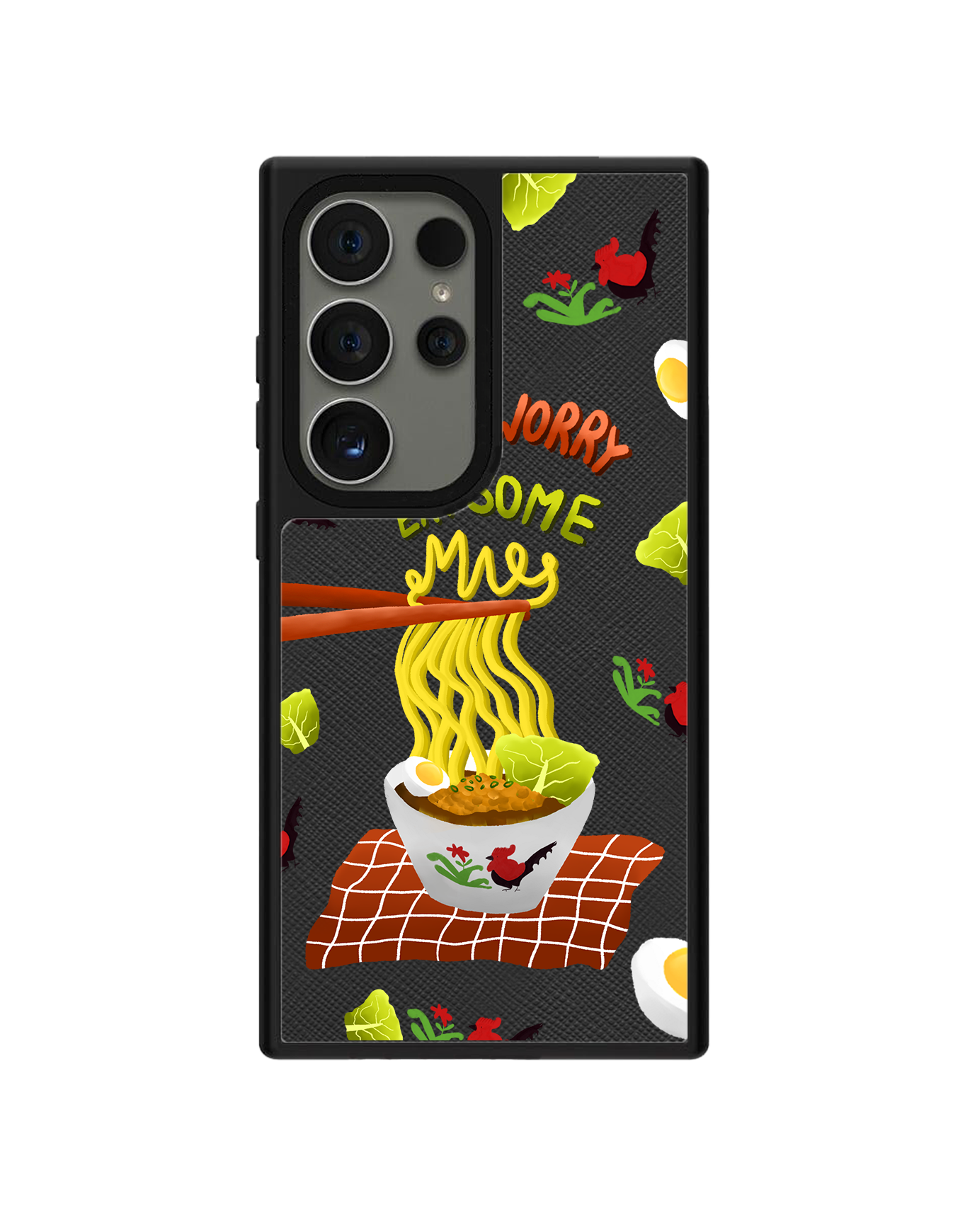 Android Leather Grip - Go Eat Some Mie