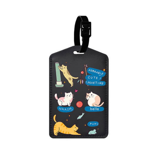 Vegan Leather Bag Tag - Playful Cat 2.0