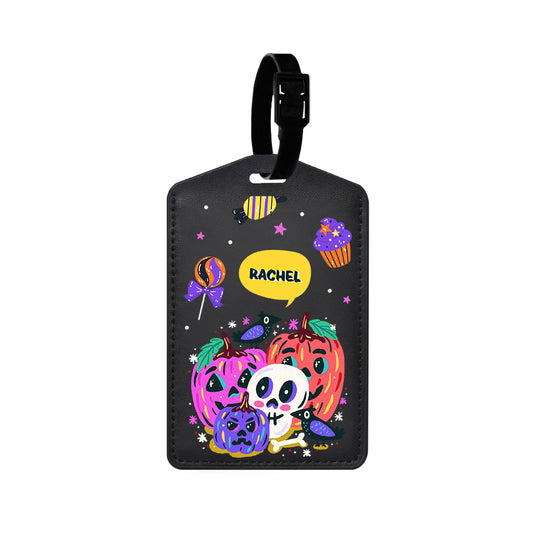 Vegan Leather Bag Tag - Pumpkins Monster