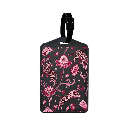 Vegan Leather Bag Tag - Tiger & Floral 2.0