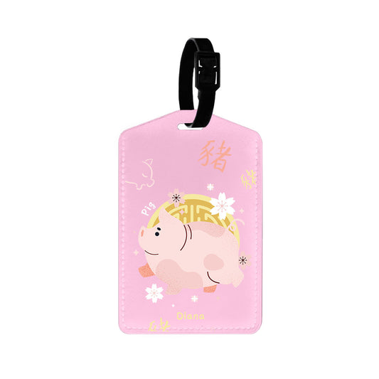 Vegan Leather Bag Tag - Pig (Chinese Zodiac / Shio)