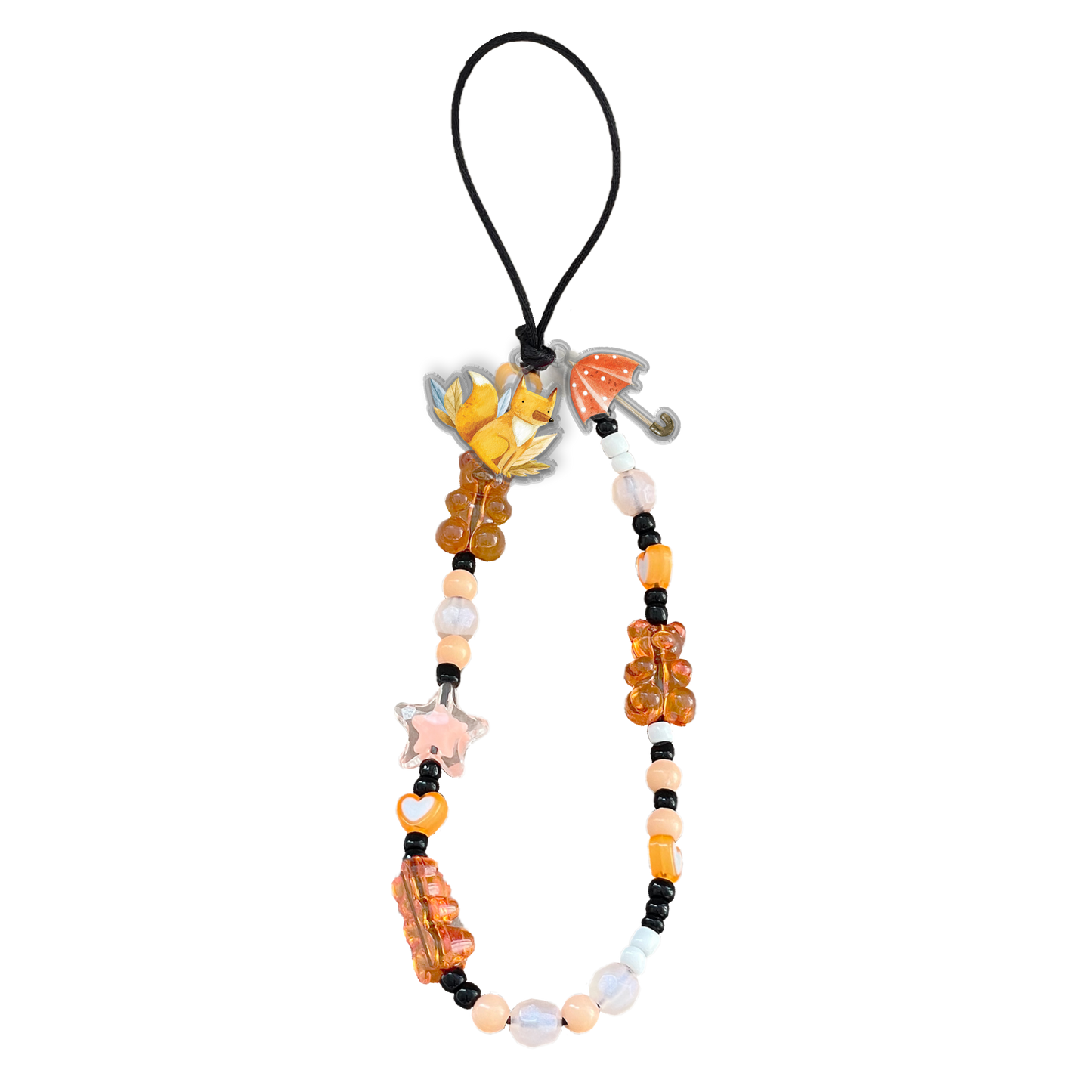 Beaded Strap with Acrylic Charm - Bear & Fox