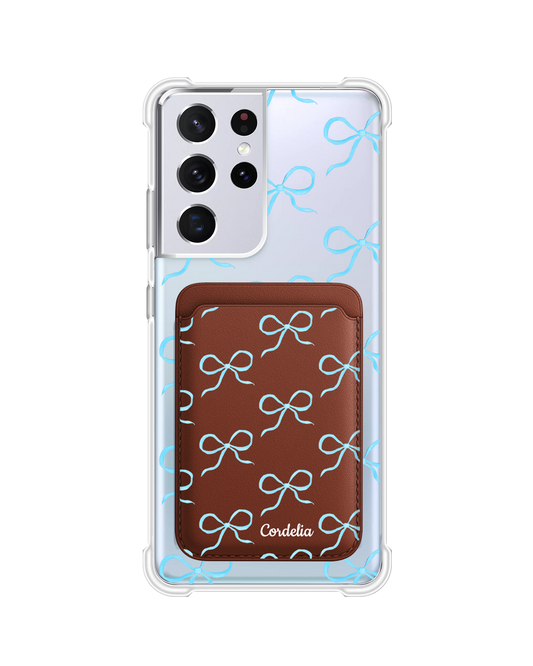 Android Magnetic Wallet Case - Coquette Blue Bow