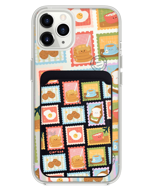iPhone Magnetic Wallet Case - Breakfast Menu Stamps
