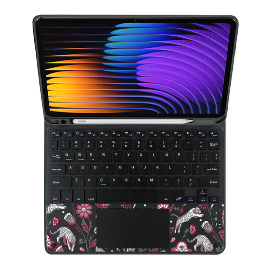 iPad / Android Tab Wireless Keyboard Flipcover - Tiger & Floral 6.0