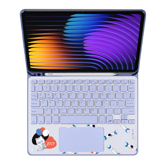 iPad / Android Tab Wireless Keyboard Flipcover - White Kitty