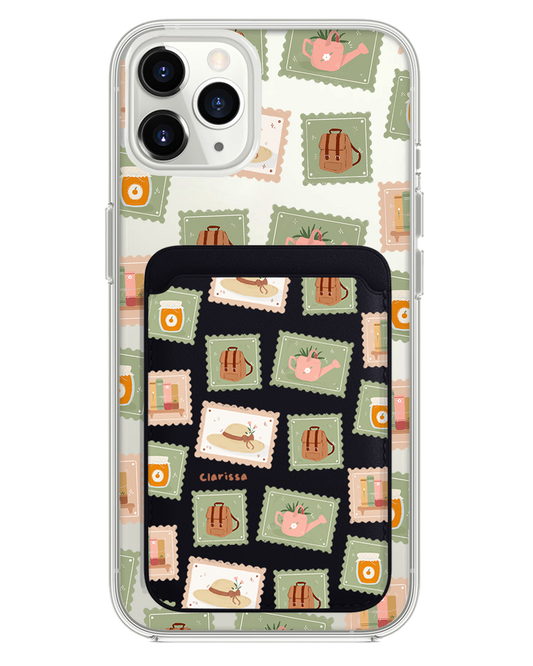 iPhone Magnetic Wallet Case - Cottagecore Stamps