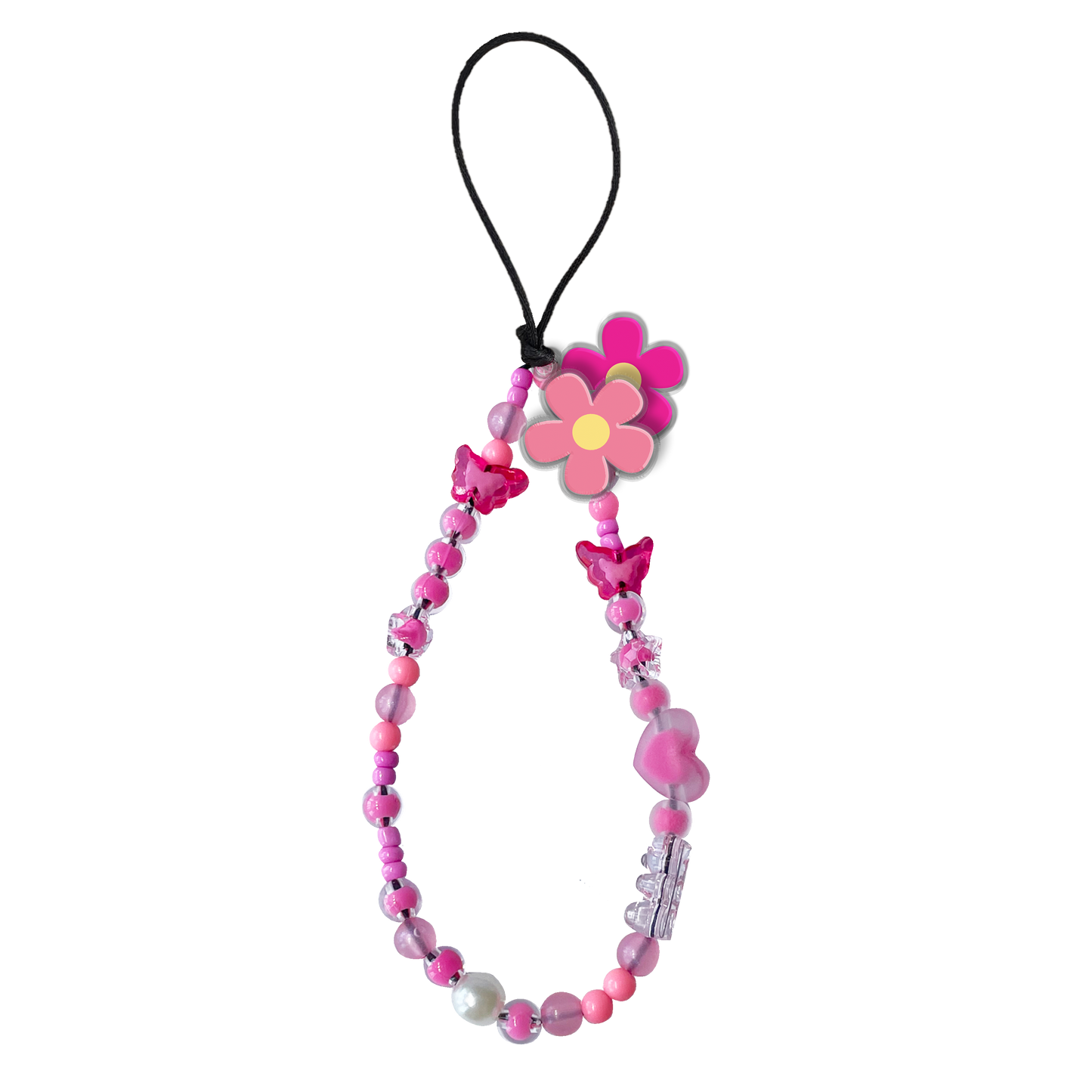Beaded Strap with Acrylic Charm - Daisy Delight