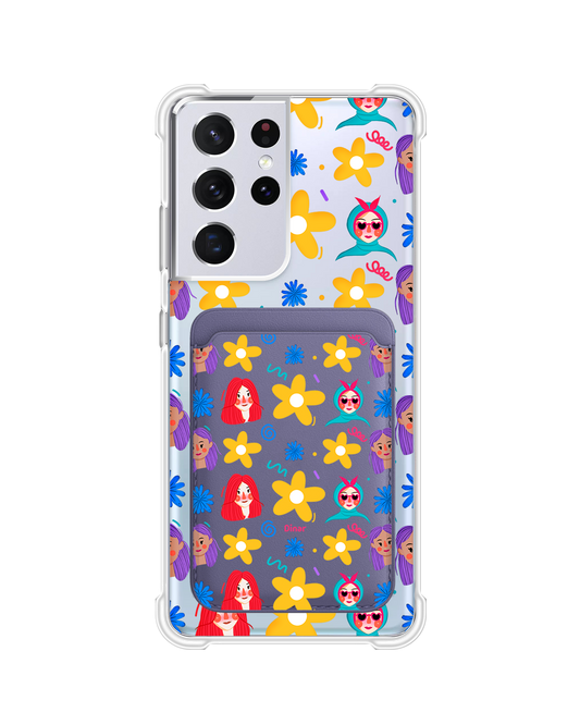 Android Magnetic Wallet Case - Daisy Faces