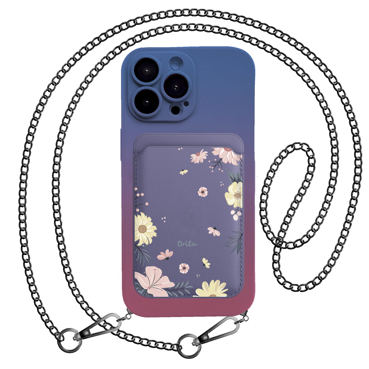 iPhone Magnetic Wallet Silicone Case - Pink Blossom