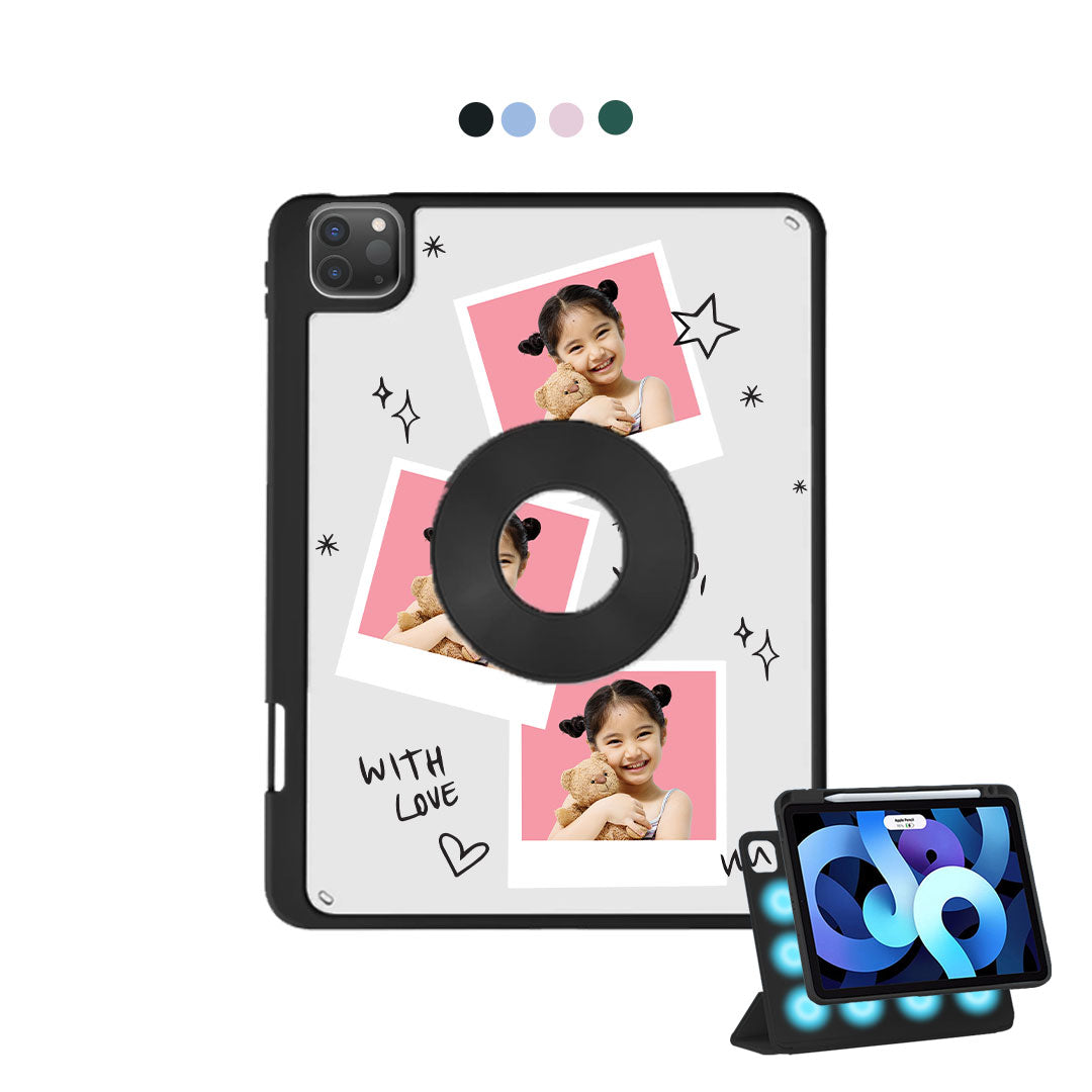 iPad Detachable Flip Cover - Face Grid White Polaroid