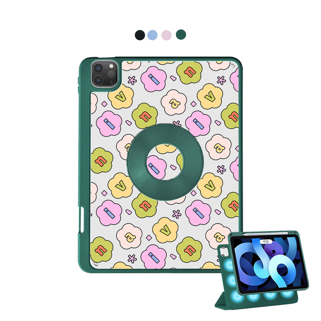 iPad Detachable Flip Cover - Flower Petals Monogram 1.0
