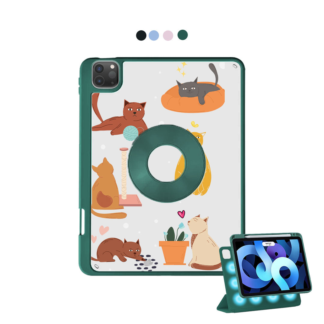 iPad Detachable Flip Cover - Playful Cat