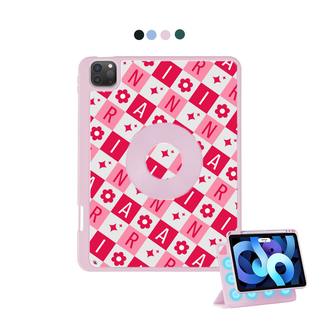 iPad Detachable Flip Cover - Flower Grid Monogram 1.0