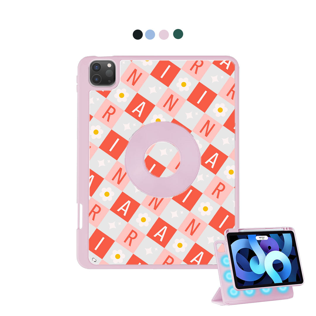 iPad Detachable Flip Cover - Flower Grid Monogram 2.0