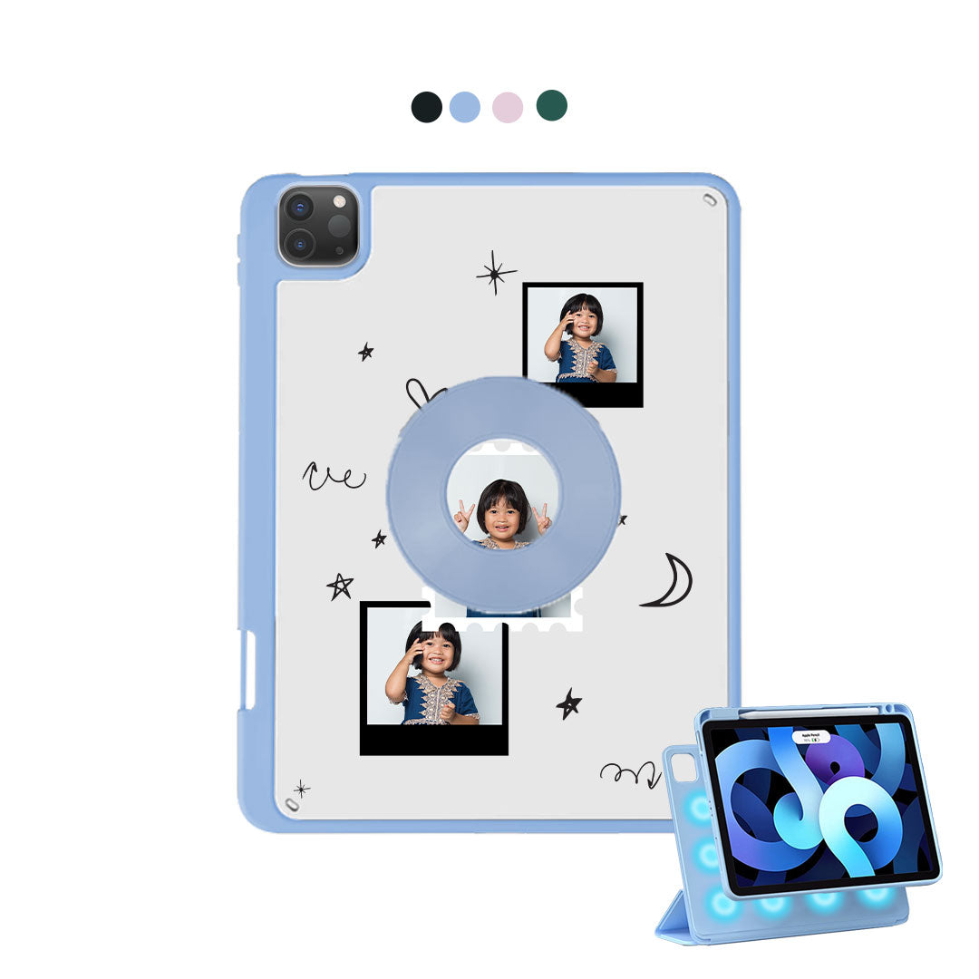 iPad Detachable Flip Cover - Face Grid Black Polaroid