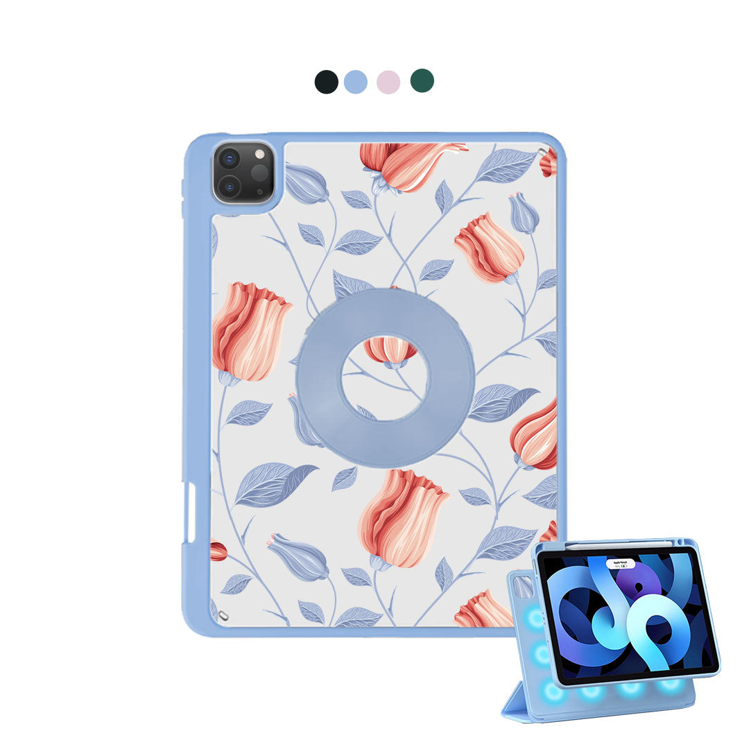 iPad Detachable Flip Cover - Red Tulips