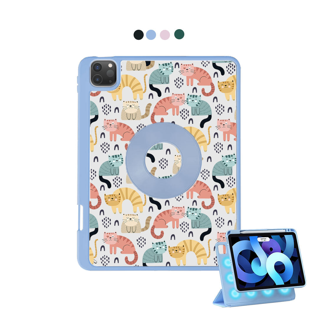 iPad Detachable Flip Cover - Rainbow Meow