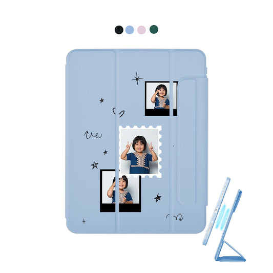 iPad Detachable Flip Cover - Face Grid Black Polaroid