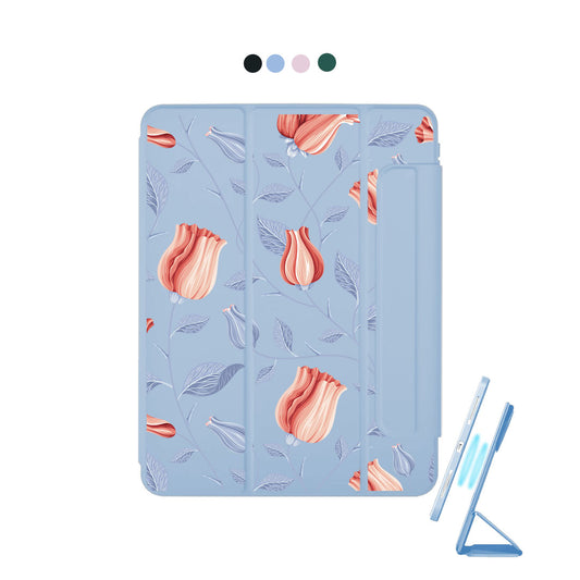 iPad Detachable Flip Cover - Red Tulips
