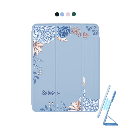 iPad Detachable Flip Cover - Blue Florals