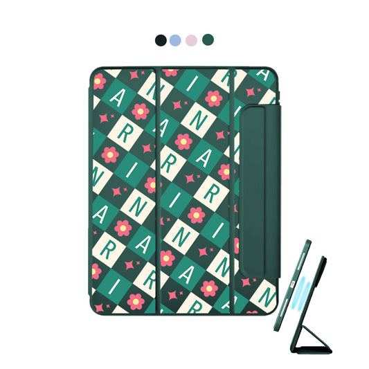 iPad Detachable Flip Cover - Flower Grid Monogram 4.0