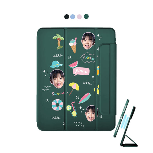 iPad Detachable Flip Cover - Face Grid Summer