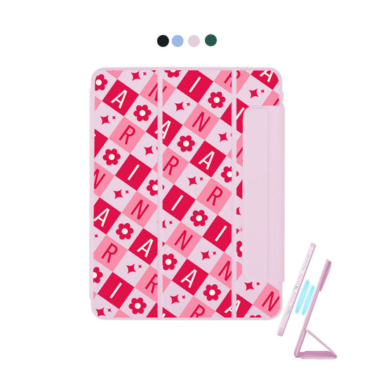 iPad Detachable Flip Cover - Flower Grid Monogram 1.0
