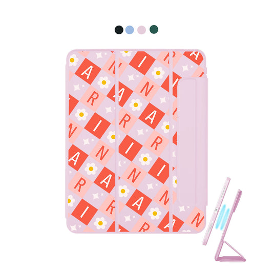iPad Detachable Flip Cover - Flower Grid Monogram 2.0