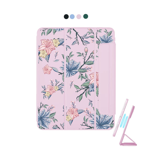 iPad Detachable Flip Cover - Pink & Blue Florals