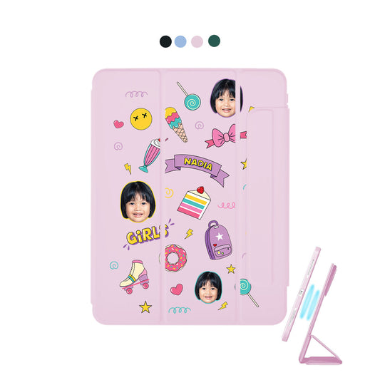 iPad Detachable Flip Cover - Face Grid Comic