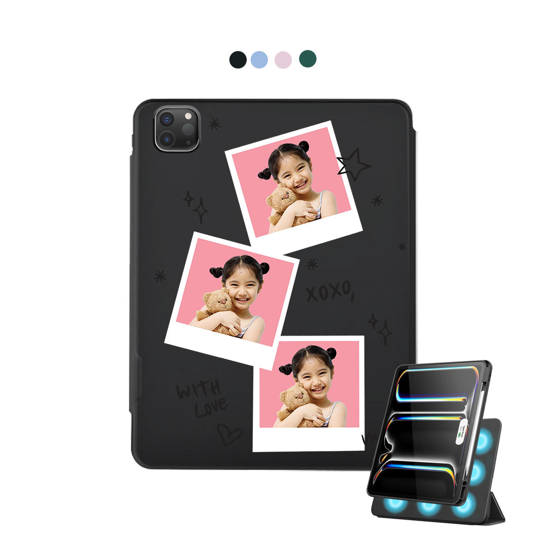 iPad Detachable Flip Cover - Face Grid White Polaroid