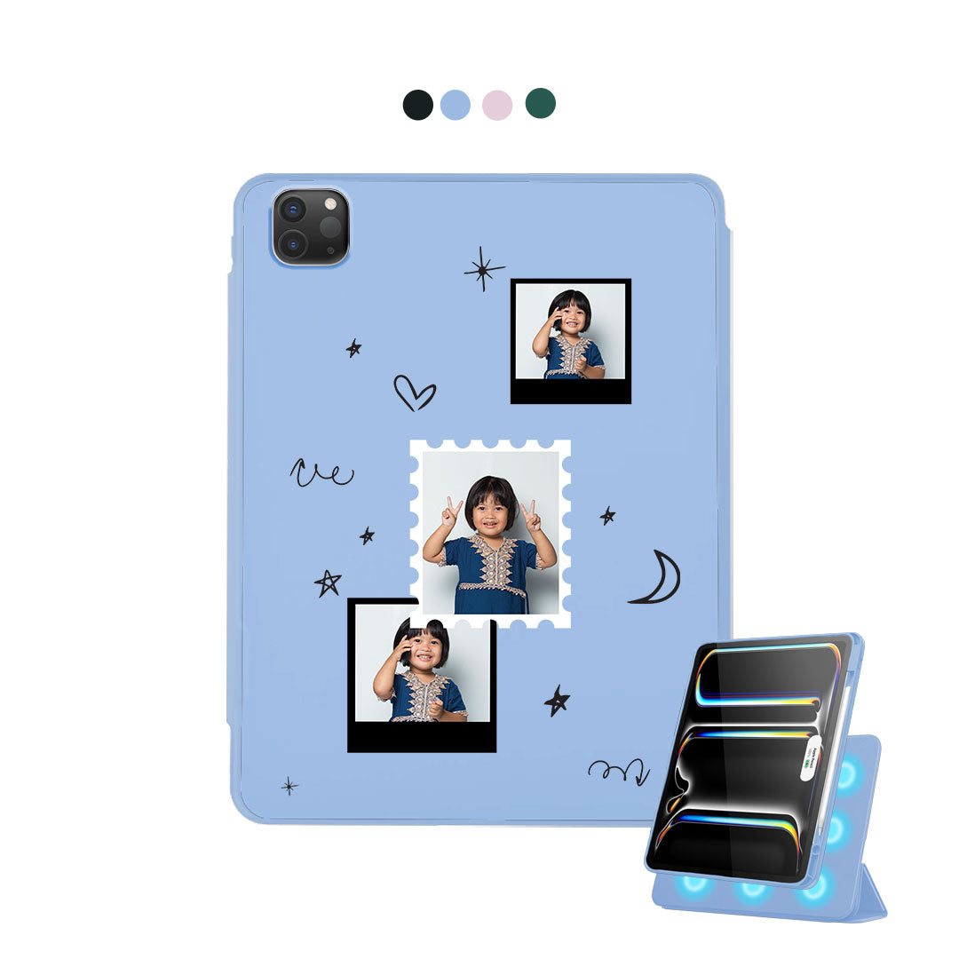 iPad Detachable Flip Cover - Face Grid Black Polaroid