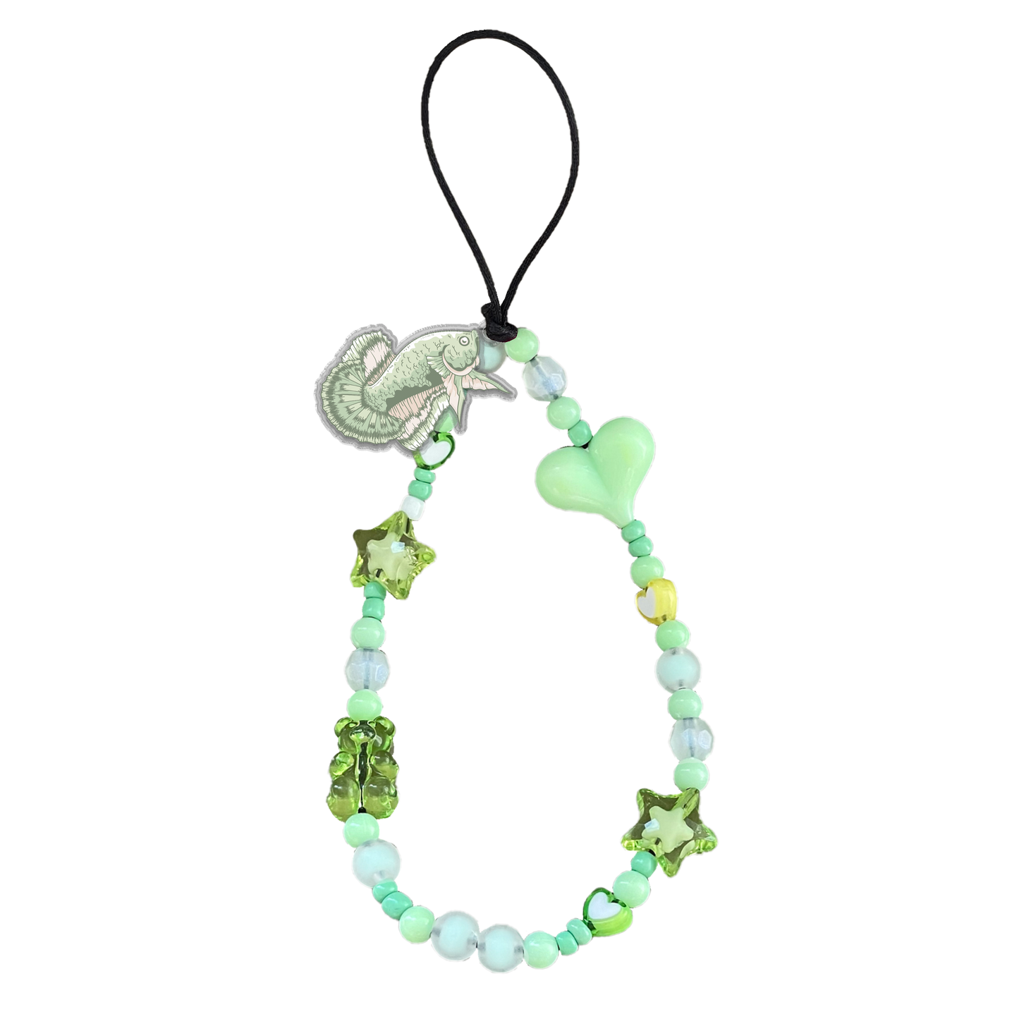 Beaded Strap with Acrylic Charm - Fish & Floral 6.0