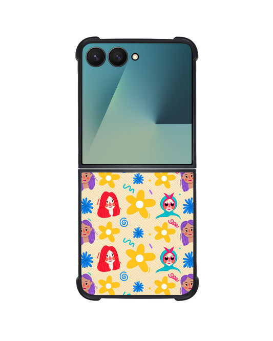 Android Flip / Fold Leather Grip - Daisy Faces