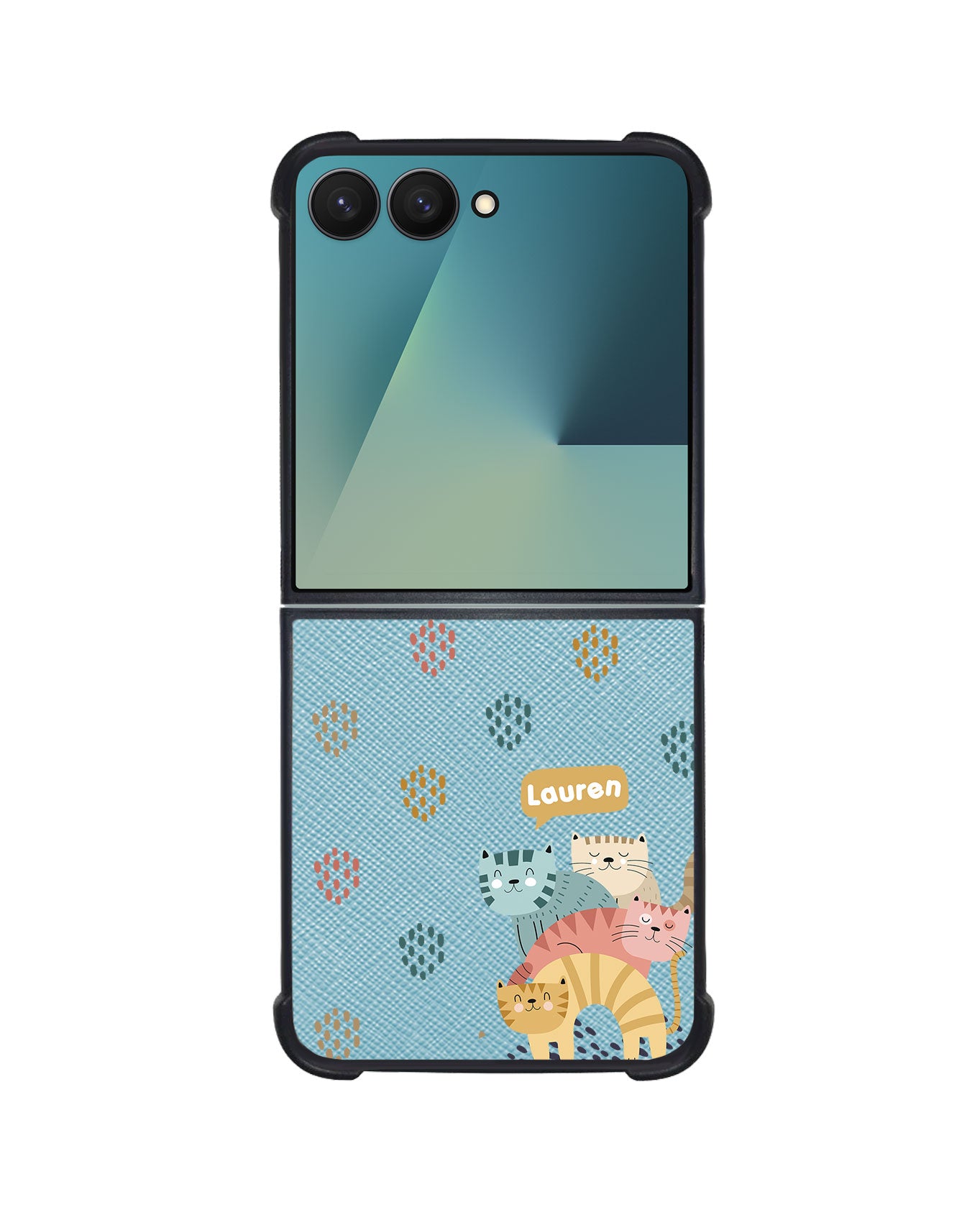 Android Flip / Fold Leather Grip - Rainbow Meow 2.0