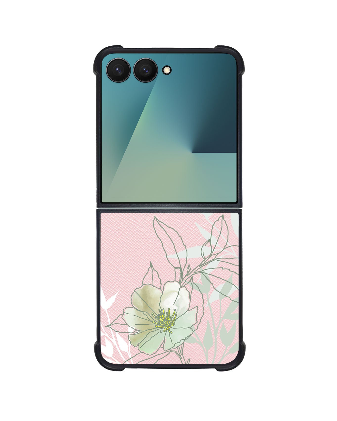 Android Flip / Fold Leather Grip - Greentmint Lily