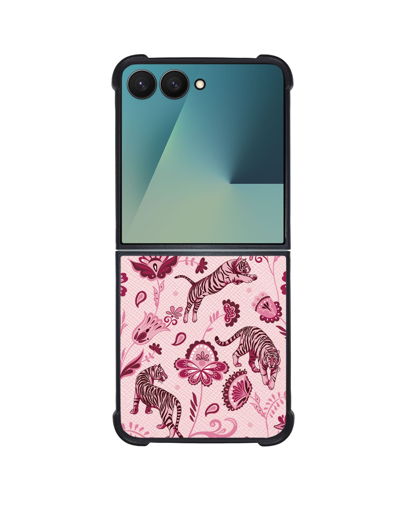 Android Flip / Fold Leather Grip - Tiger & Floral 2.0