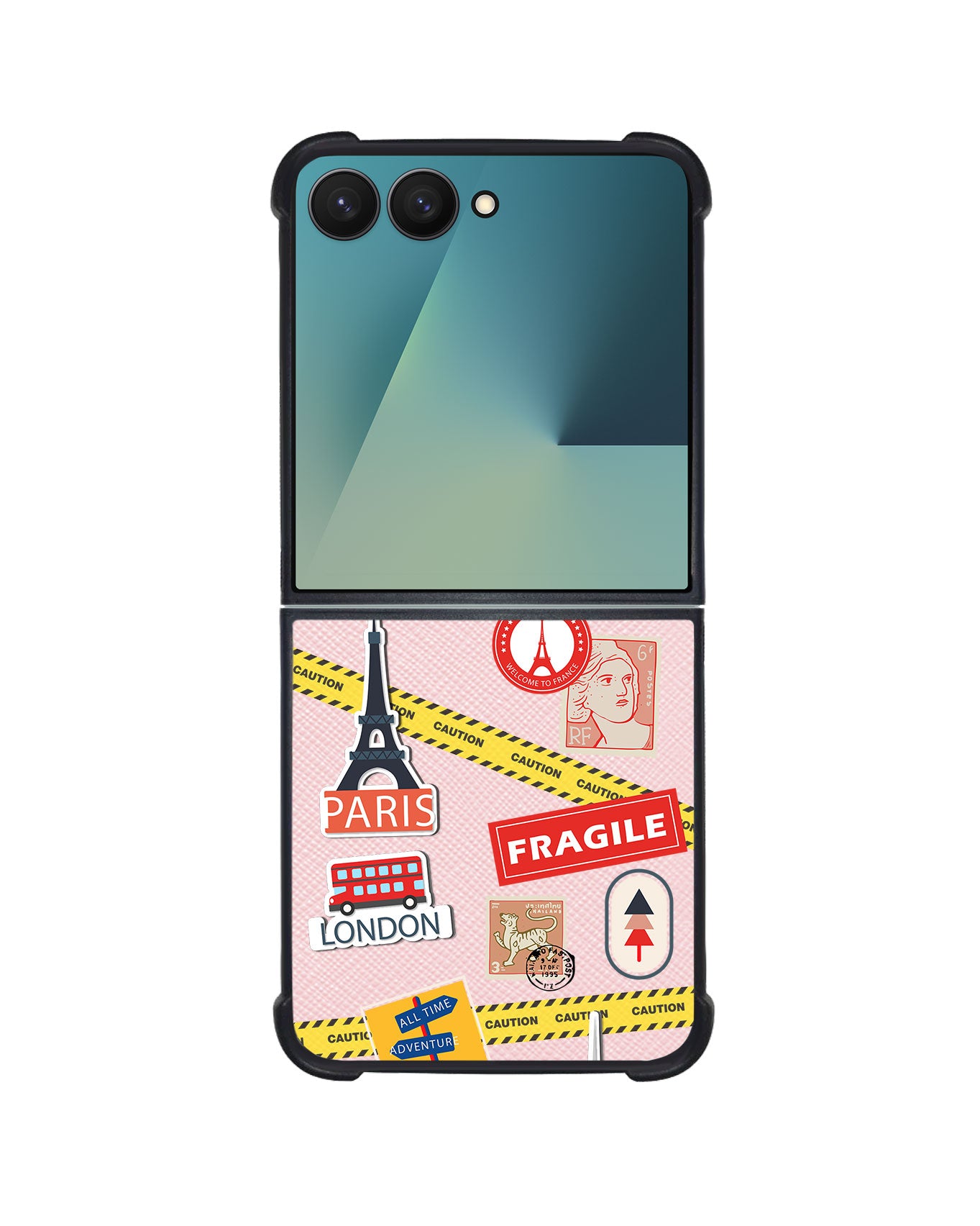 Android Flip / Fold Leather Grip - Travel Sticker