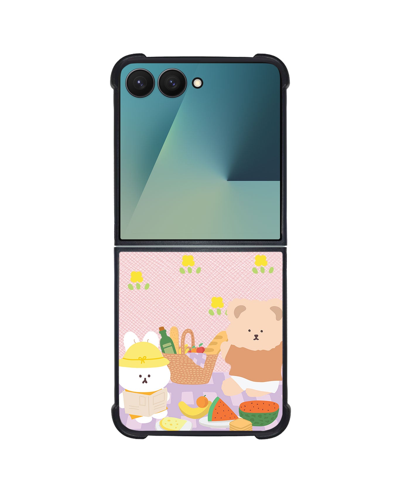 Android Flip / Fold Leather Grip - Picnic Bear Lilac