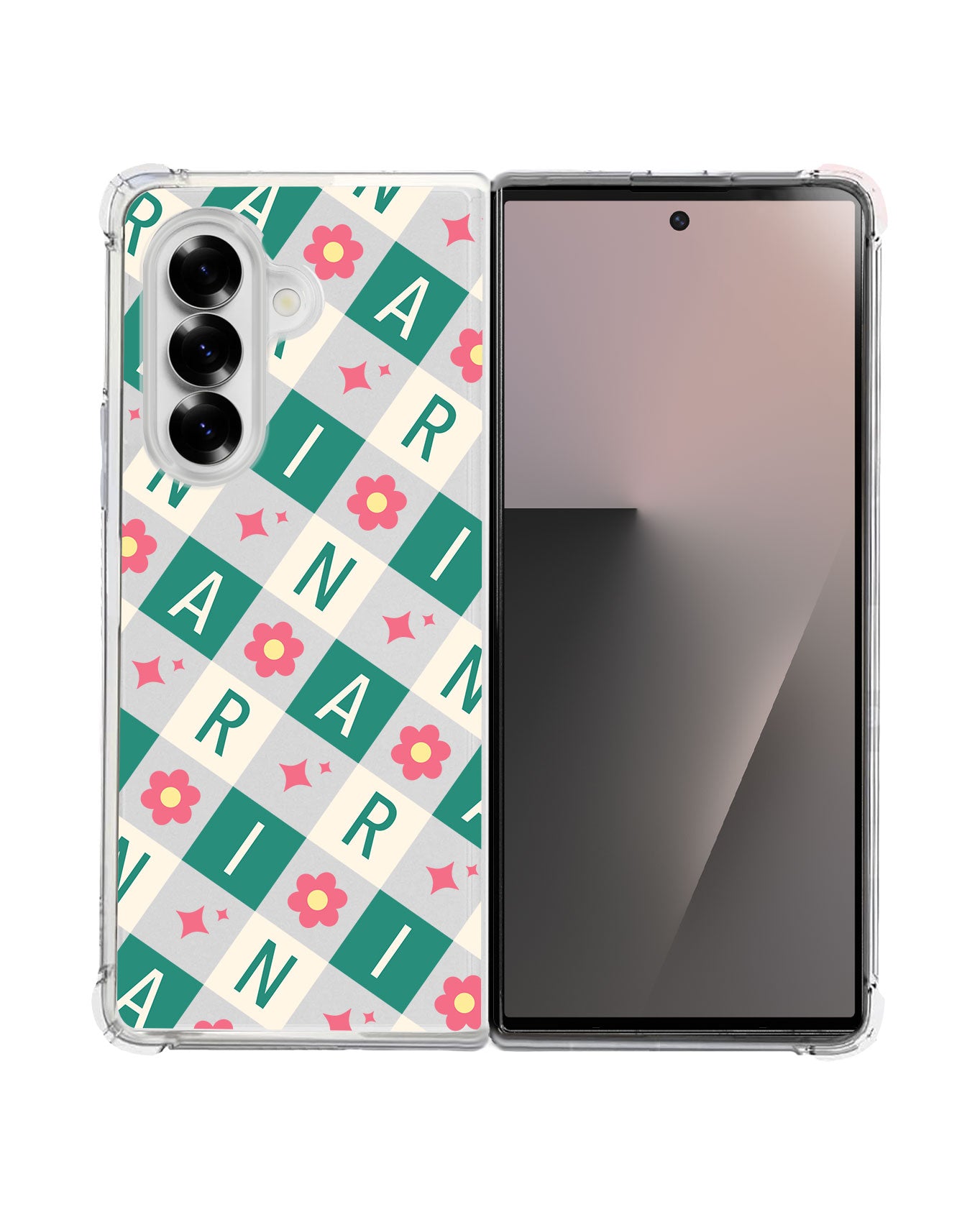 Android Flip / Fold Rearguard Hybrid - Flower Grid Monogram 4.0