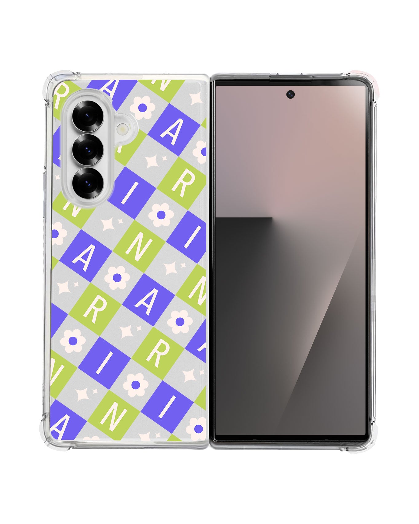 Android Flip / Fold Rearguard Hybrid - Flower Grid Monogram 5.0