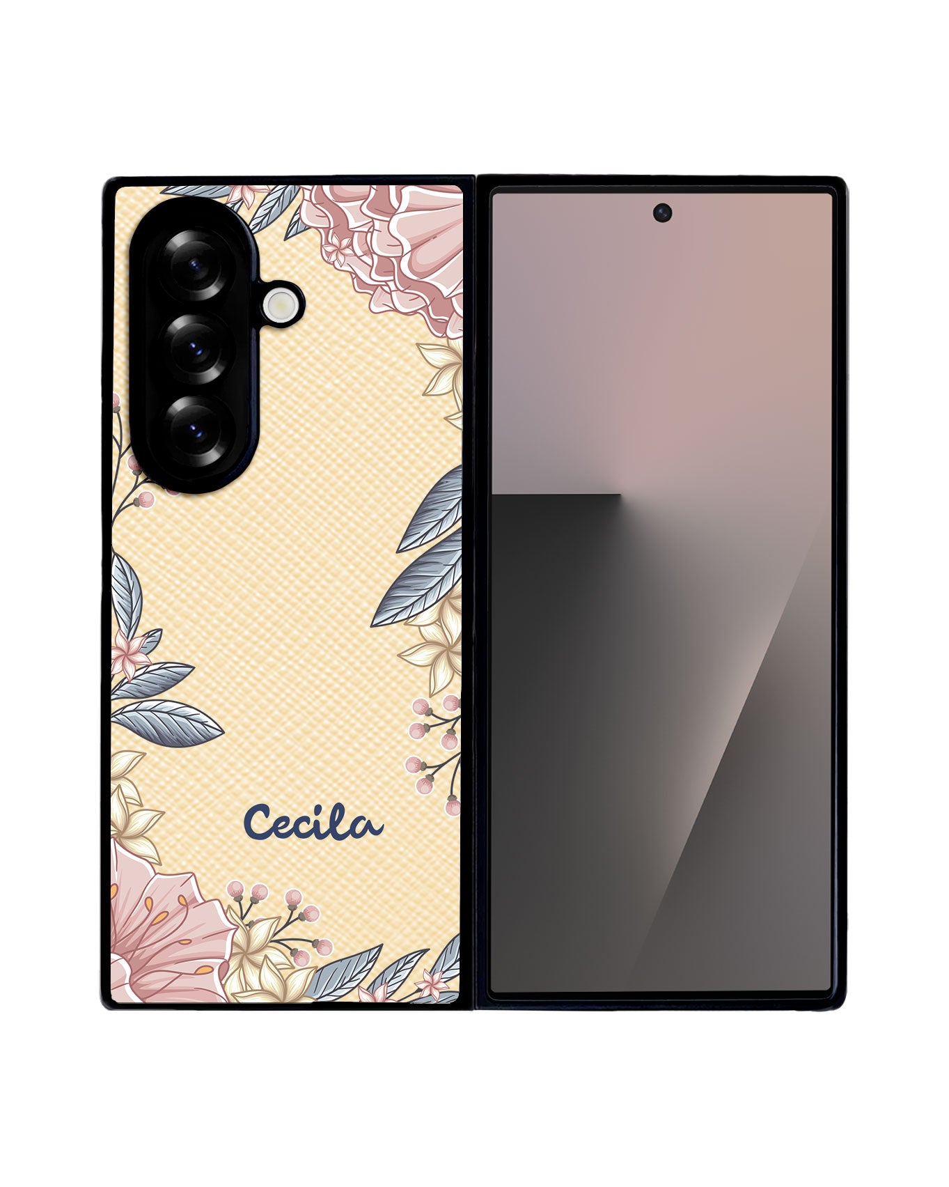 Android Flip / Fold Leather Grip - Pink Florals