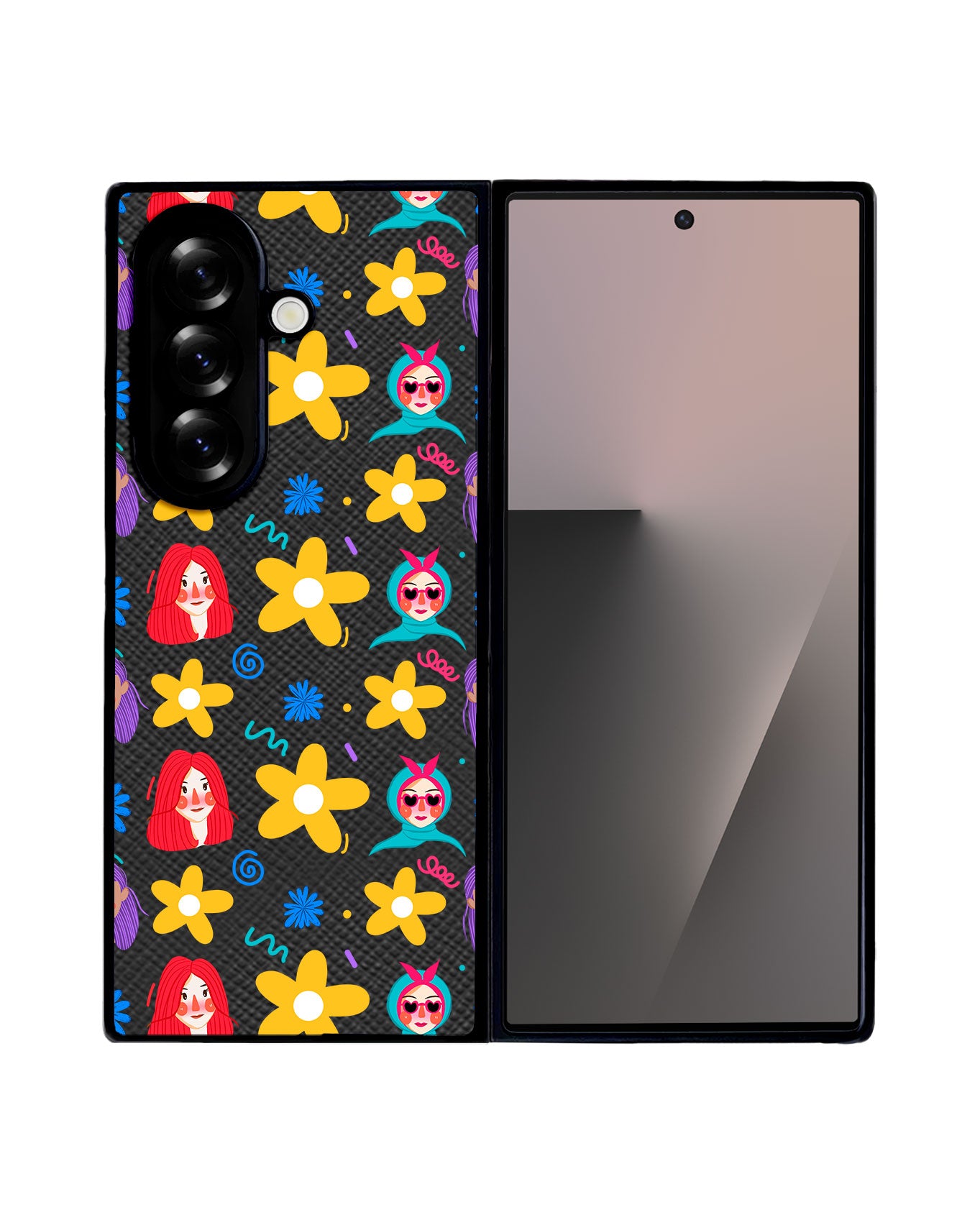 Android Flip / Fold Leather Grip - Daisy Faces