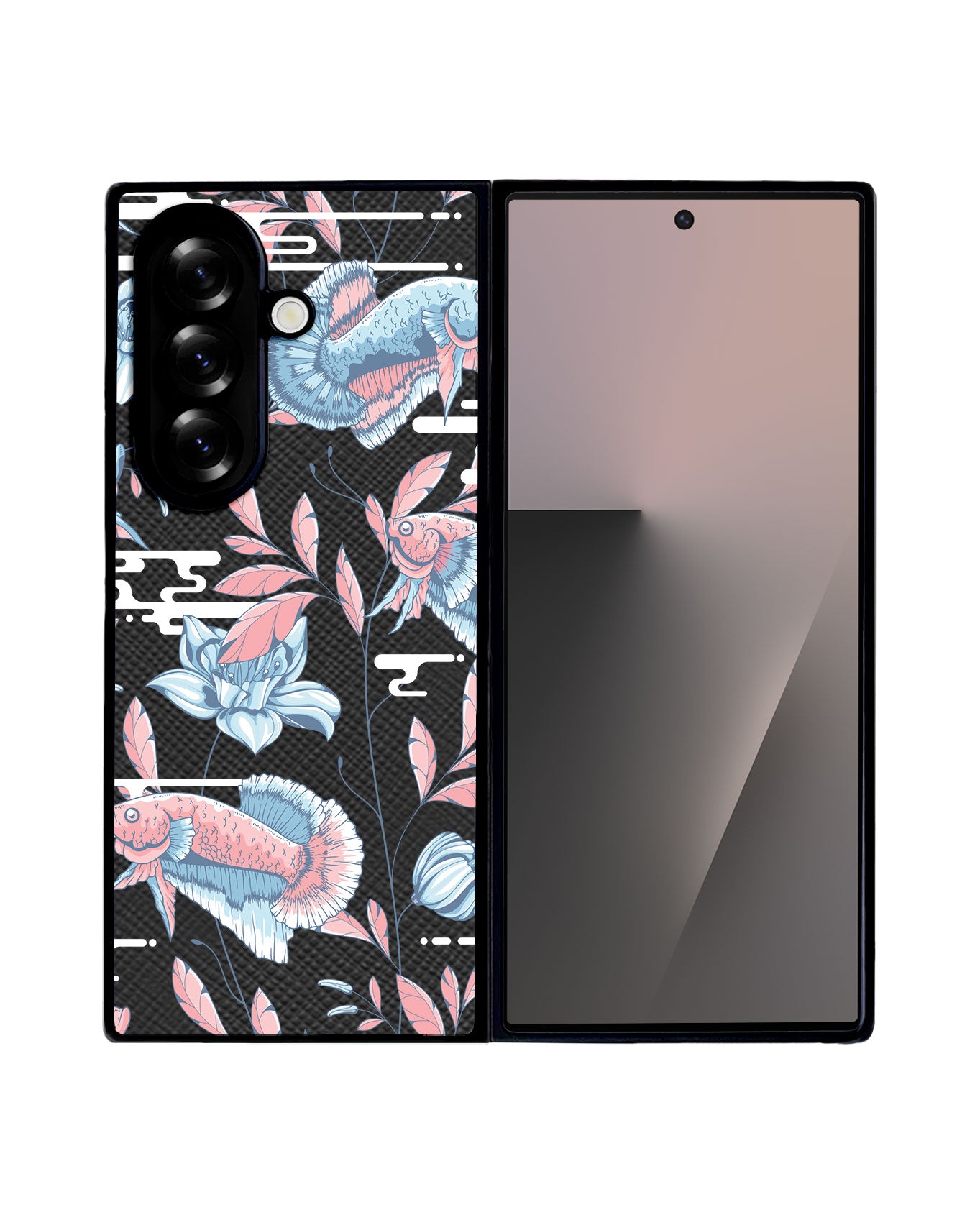 Android Flip / Fold Leather Grip - Fish & Floral 3.0