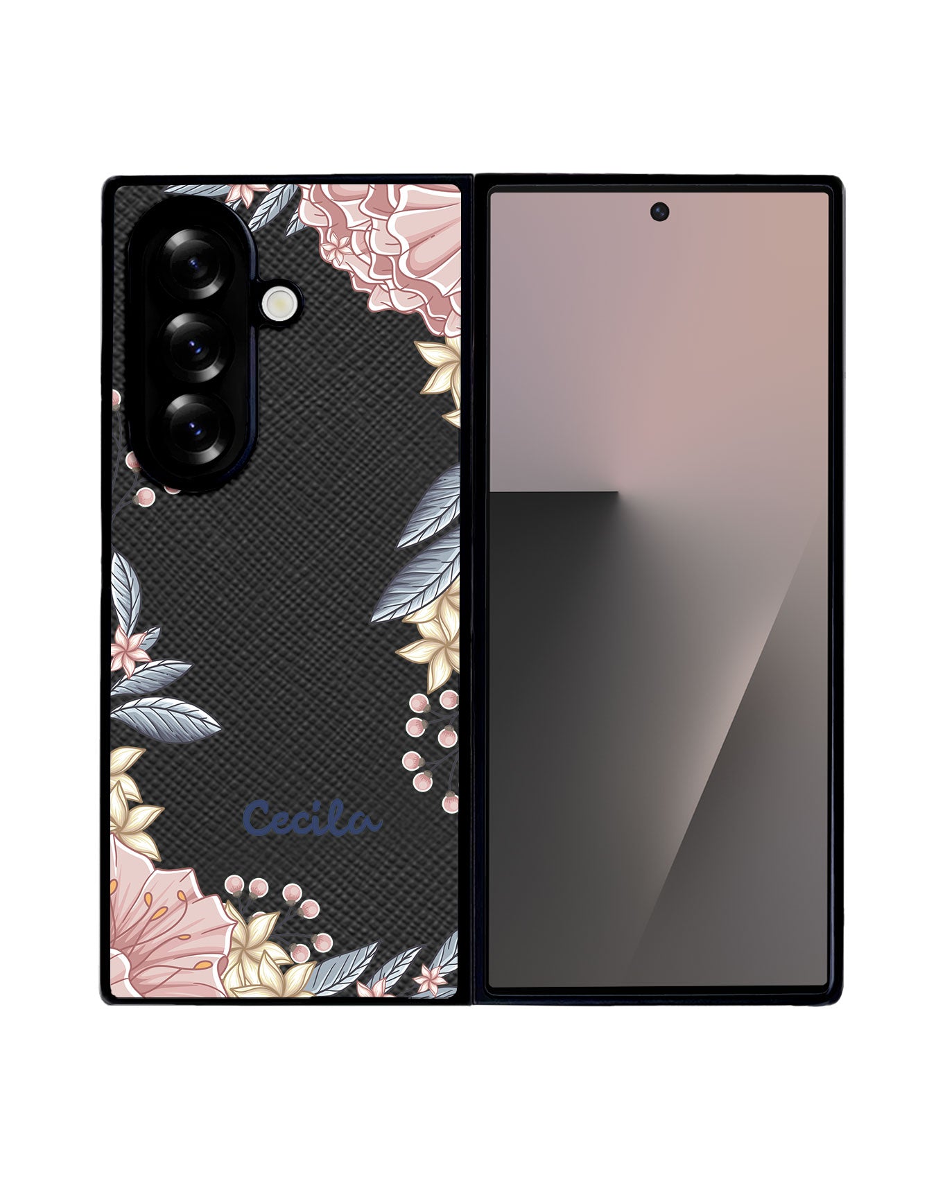 Android Flip / Fold Leather Grip - Pink Florals