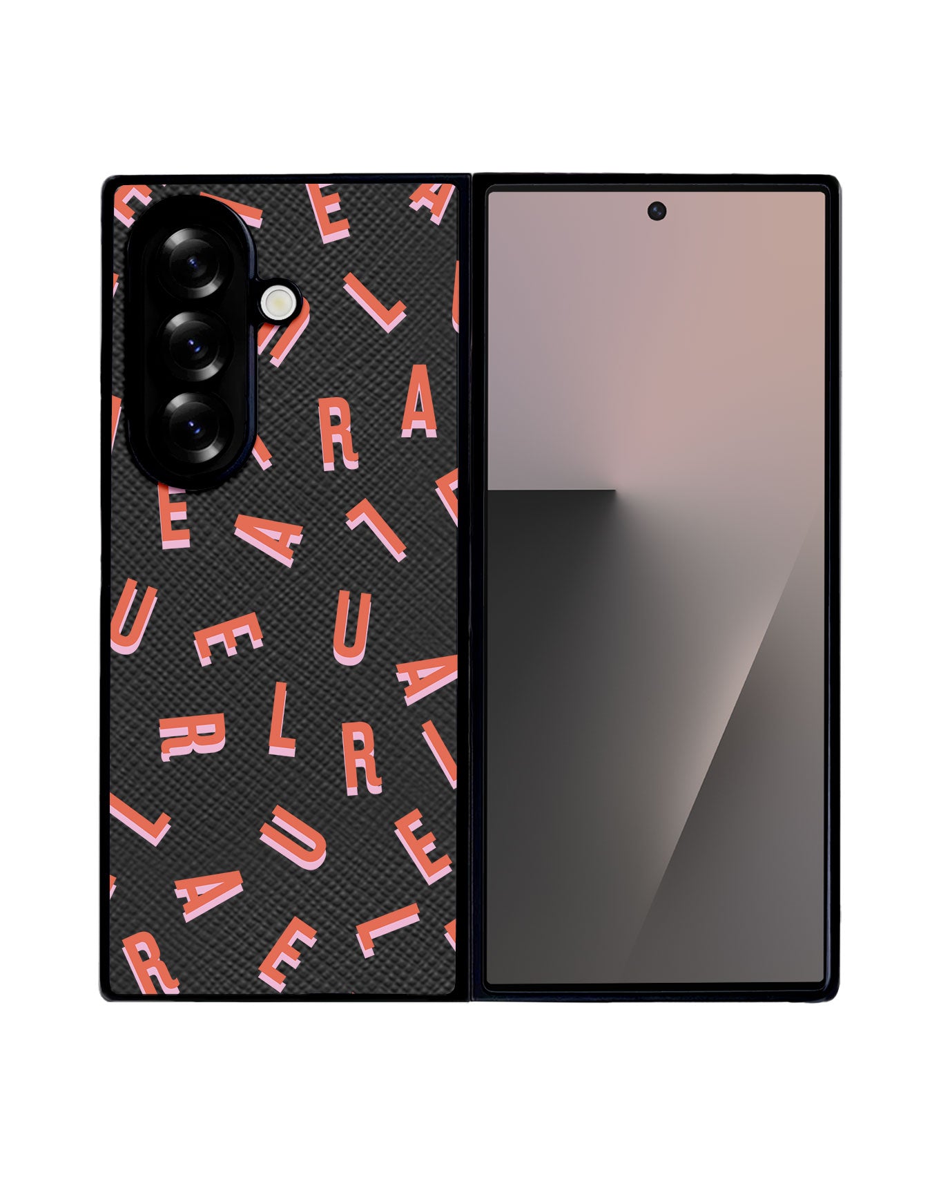 Android Flip / Fold Leather Grip - CUSTOM MONOGRAM 1.0 Coral