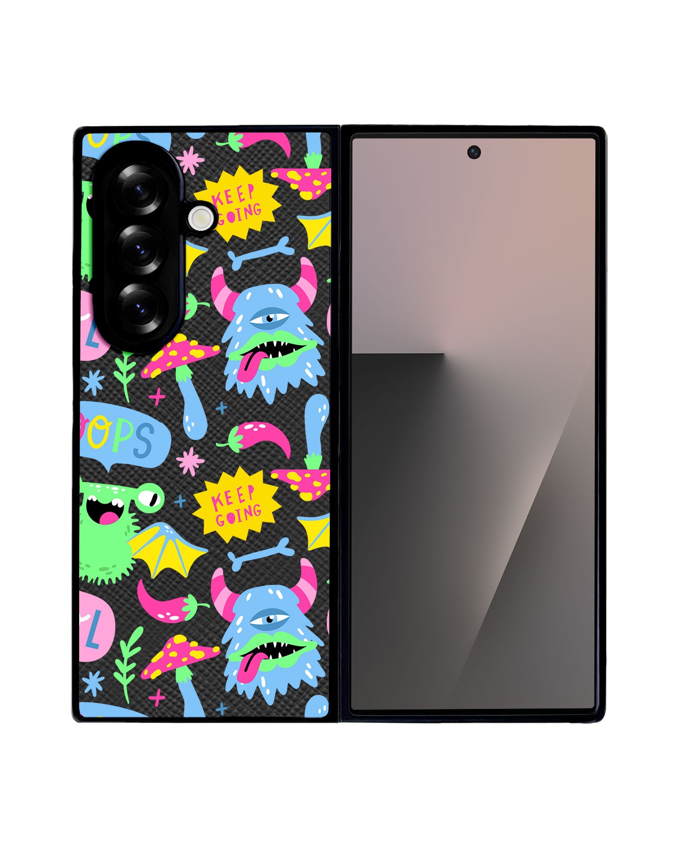 Android Flip / Fold Leather Grip - Monster Say Keep Going